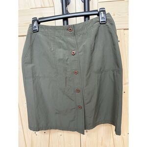 Womens size 6 Olive Green Finity Studio Button Front Mini-midi skirt.  Polyester